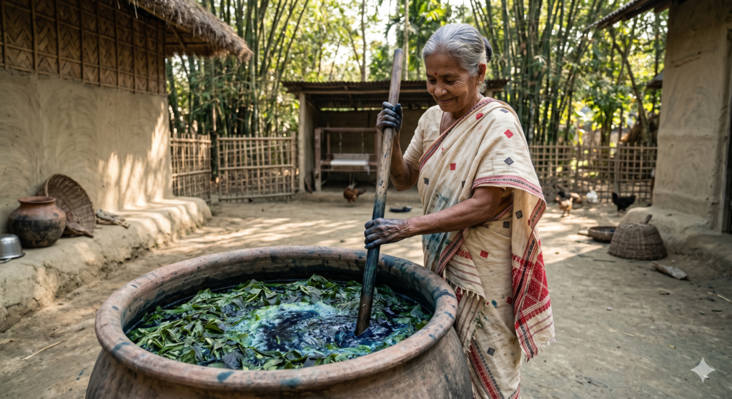 অসমৰ আদিম বয়ন: গছৰ বাকলি আৰু পাতৰ পৰা প্ৰাকৃতিক ৰং প্ৰস্তুতকৰণৰ এক সুন্দৰ কাহিনী প্ৰাকৃতিক ৰং