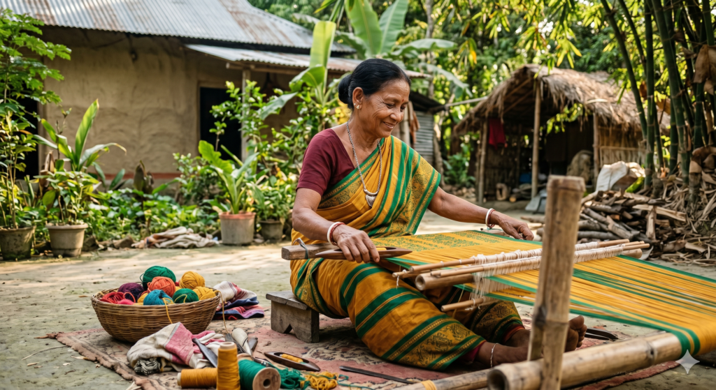 ৰাজবংশী বয়নশিল্প আৰু হালধীয়া-সেউজীয়াৰ সাবেকী যুগলবন্দী ৰাজবংশী বয়নশিল্প