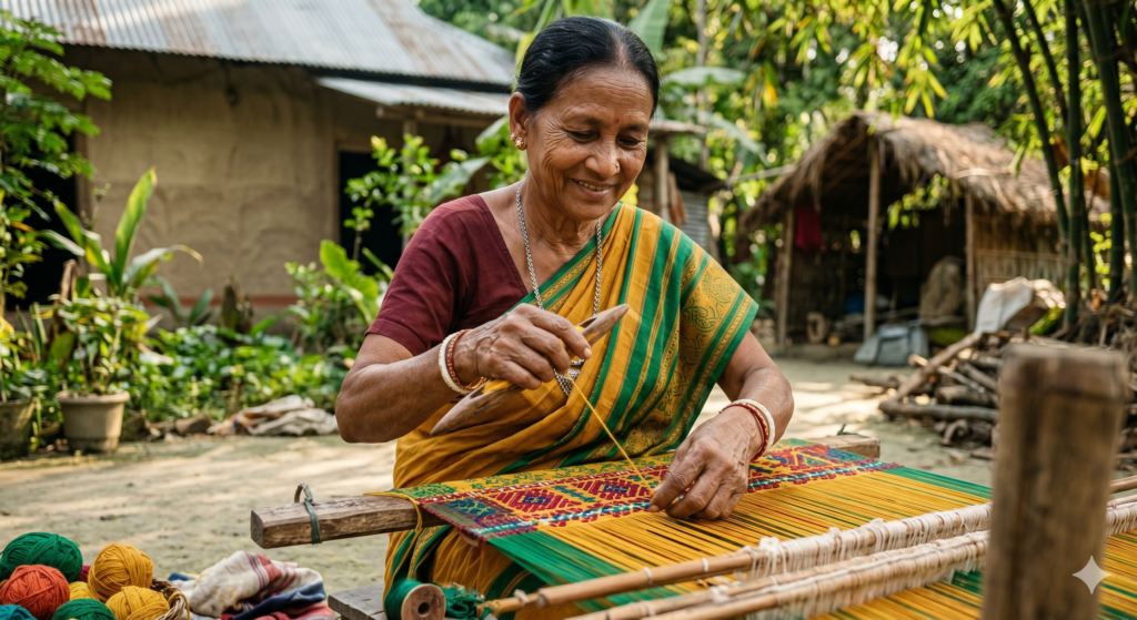 রাজবংশী বয়নশিল্প এবং হলুদ-সবুজের সাবেকি যুগলবন্দী রাজবংশী বয়নশিল্প