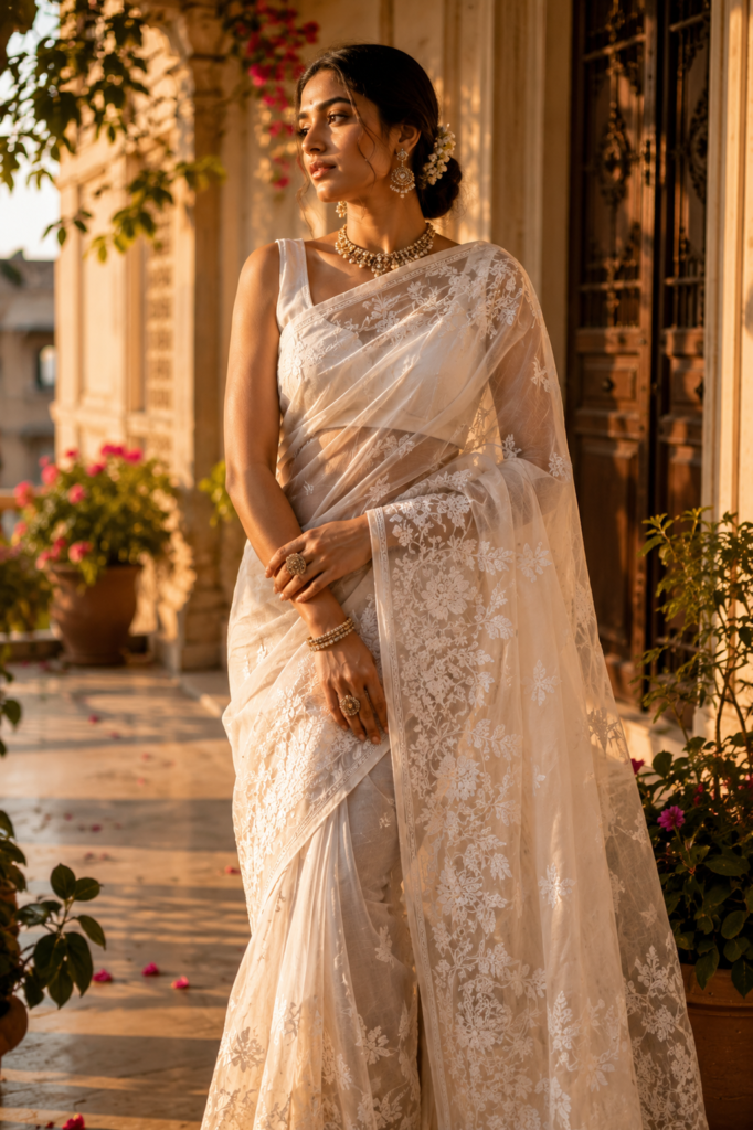 लखनवी जामदानी साड़ी